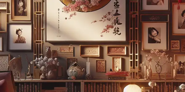 A cozy, dimly lit reading nook filled with erotic novels, framed selfies, and warm, inviting decor.